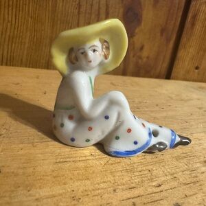 Vintage Bathing Beauty Lady Porcelain Pin Doll Figurine
